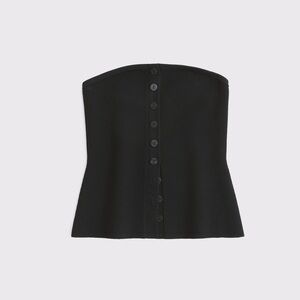 Black Button-Front Tube Top Ottoman
